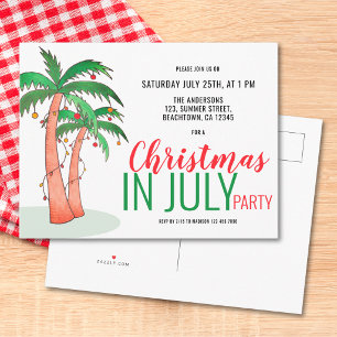 Cartão Postal De Convite Festa de Natal em Julho de Verão