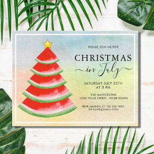 Cartão Postal De Convite Festa de Natal em Julho Melancia
