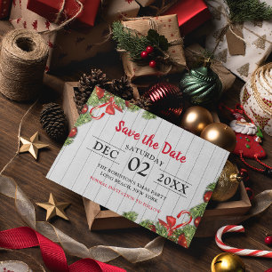 Cartão Postal De Convite Festa de Natal em Pinho Rústico Branco Salve a D