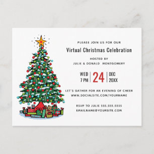 Cartão Postal De Convite Festa de Natal Moderna de Férias Virtuais