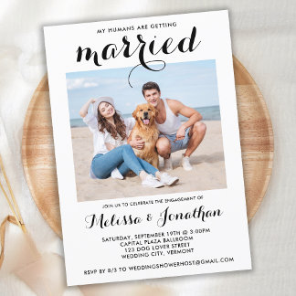 Cartão Postal De Convite Festa de noivado de Casamento Personalizado de Pet