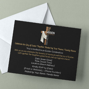 Cartão Postal De Convite Festa de Páscoa Personalizada Ele Ressuscitou