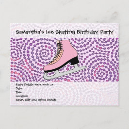 Cartão Postal De Convite Festa de Pé-Gelo, Skate Rosa
