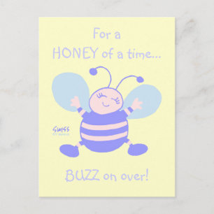 Cartão Postal De Convite Festa de primeiro aniversario de Bebê Branca