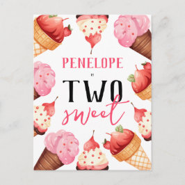 Cartão Postal De Convite Festa de segundo aniversário de Sorvetes Bonitos