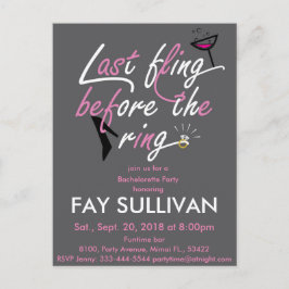 Cartão Postal De Convite Festa de solteira