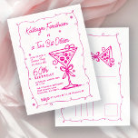 Cartão Postal De Convite FESTA DE SURPRESA 60º Aniversário Doodle Rosa Mart<br><div class="desc">Whimsical e feminina,  este convite de aniversário surpresa para festas do tema espresso martini apresenta um grande martini de rabisco rosa e quadro. Todo o texto é editável.</div>