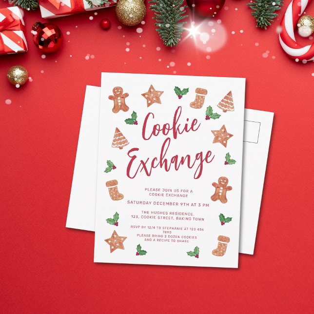 Cartão Postal De Convite Festa de Trocas de Biscoitos de Natal  (Criador carregado)
