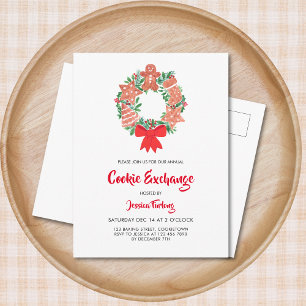 Cartão Postal De Convite Festa de Trocas de Biscoitos de Natal