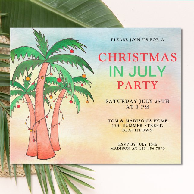Cartão Postal De Convite Festa Divertida de Natal em Julho (Criador carregado)