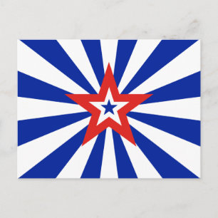 Cartão Postal De Convite Festa Patriótica Estrela Azul Americana Estourando