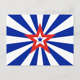 Cartão Postal De Convite Festa Patriótica Estrela Azul Americana Estourando