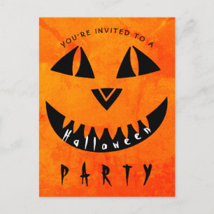 Cartão Postal De Convite Festa Spooky do Halloween Pumpkin Jack O' Lantern