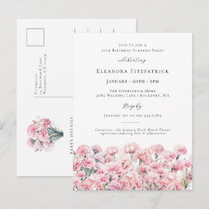 Cartão Postal De Convite FESTA SURPRESA Aniversário 55 anos Flor de Nascime