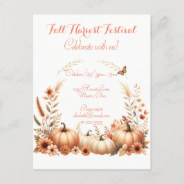 Cartão Postal De Convite Festival de Colheita de outono