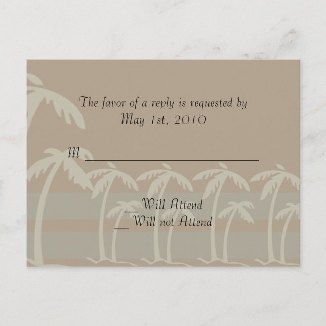 Cartão Postal De Convite Fiji: Palmeiras tropicais em Taupe, Creme, Azul (Frente)