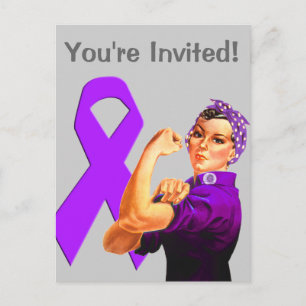 Cartão Postal De Convite Fita de Consciência Roxa Rosie the Riveter