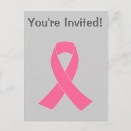 Cartão Postal De Convite Fita Rosa - Consciência do Cancer da Mama