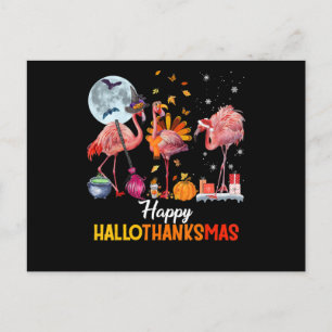 Cartão Postal De Convite Flamingo Flamingo Dia de Ação de Graças Halloween 