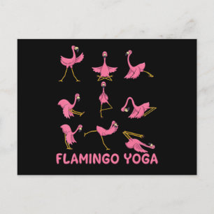 Cartão Postal De Convite Flamingo Meditação Flamingo Yoga Pose