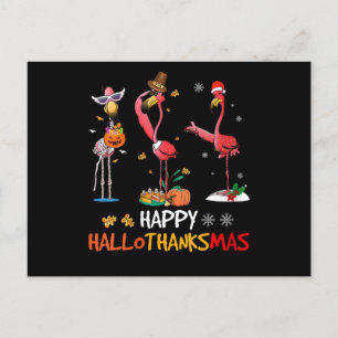 Cartão Postal De Convite Flamingo   Mulheres Flamingo Happy HalloThanksmas