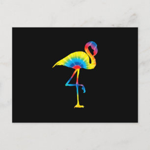 Cartão Postal De Convite Flamingo Tie Dye Impressão Arco-íris Pássaro Anima