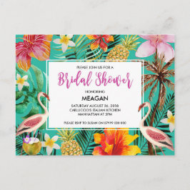 Cartão Postal De Convite flamingo tropical chá de panela