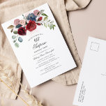 Cartão Postal De Convite Floral 60º aniversário do Burgundy Surprise Party<br><div class="desc">Cartão-postal Floral 60º Aniversário do Convite de festas Surpresa Burgundy que você pode personalizar facilmente para a maioria dos aniversários clicando no botão "Personalizar". Apresentando uma elegante burgundy, azul empoeirado, verde eucalipto e flores cor-de-rosa pinceladas com roteiro e tipografia moderna. Dica: veja nossa coleção de suprimentos de festas na loja...</div>