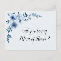 floral azul você será meu cartão de madrinha de ca