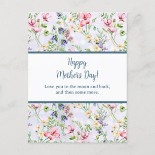 Cartão Postal De Convite Floral de Aquarela Elegante para Dia de as mães Fe