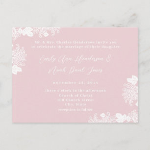 Cartão-postal de Convite Floral de Casamento Rosa