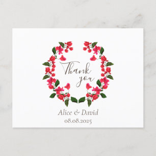 Cartão Postal De Convite Floral Obrigado Cartão-postal com Red Bougainville