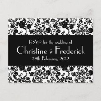 Cartão Postal De Convite Floral Rococo Wedding, RSVP postal