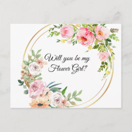 Cartão Postal De Convite Floral Rosa Será Minha Flerirl?