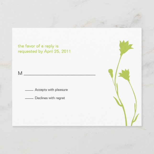 Cartão Postal De Convite Floral Silhouette RSVP (Frente)