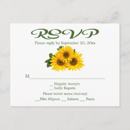 Cartão Postal De Convite Floral Sunflower RSVP Verde Festa de casamento Ama