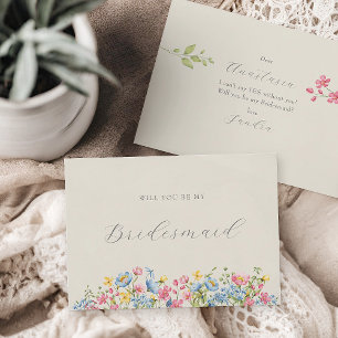 Cartão Postal De Convite Floral Você Será Minha Proposta De Bridesmaid?