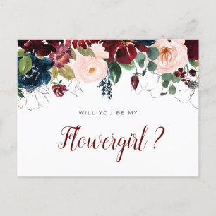 Cartão Postal De Convite flores burgundy você será minha cartão de Flowergi
