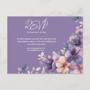 Cartão Postal De Convite Flores cor-de-rosa puras no Cartão de Resposta de