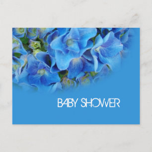 Cartão Postal De Convite flores de hortênsia azul baby shower