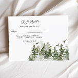 Cartão Postal De Convite Floresta Verde Moderna de Aquarela de inverno com<br><div class="desc">Floresta Verde Moderna de Aquarela de inverno com Neve</div>