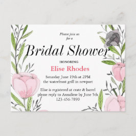 Cartão Postal De Convite Flórida botânica simples e desenhada