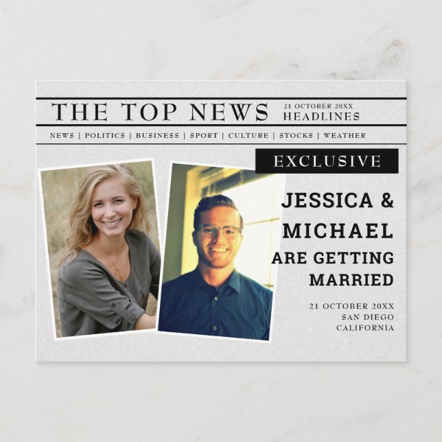 Cartão Postal De Convite Folha de Manchete de jornal exclusiva divertida -  (Frente)