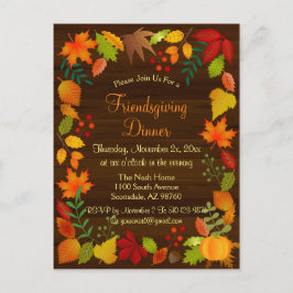 Cartão Postal De Convite Folhagem Colorida De Outono Para Ação De Graças