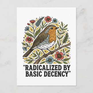 Cartão Postal De Convite Folk Art Bird Illustration for Social Justice 