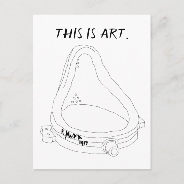 Cartão Postal De Convite Fonte de Marcel Duchamp R. Mutt 1917 (Frente)