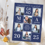 Cartão Postal De Convite Formando 6 Graduação Azul do Marinho Personalizado<br><div class="desc">Comemore seu marco acadêmico em estilo com nossos convites e anúncios de graduação elegantes e modernos. Nossos designs de chic são perfeitos para segundos graus, universidades ou formandos universitários que buscam compartilhar suas conquistas com amigos e familiares. Cada convite contém uma opção de colagem de fotos de na moda, permitindo...</div>