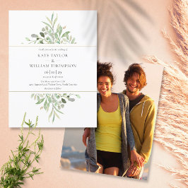 Cartão Postal De Convite Foto de Casamento Botânico Eucalyptus Greenery