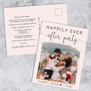 Cartão Postal De Convite Foto De Casamento Rosa Feliz Para Sempre Depois Da