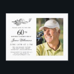 Cartão Postal De Convite Foto de Festa de aniversário 60ª Golfe Clássico El<br><div class="desc">Aniversário elegante preto e branco para um golfista. O topo do convite é decorado com acessórios de golfe - um clube de golfe, bola de golfe, chapéu e luvas. A design de aquarela cria uma estética tradicional e clássica. Perfeito para uma festa de aniversário no clube ou um CHURRASCO de...</div>